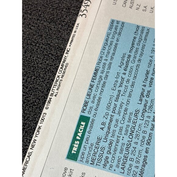 Butterick 3549 Womens Sewing Pattern Dress Size 12- 14-16 Family Circle 1994 Col - Picture 4 of 5